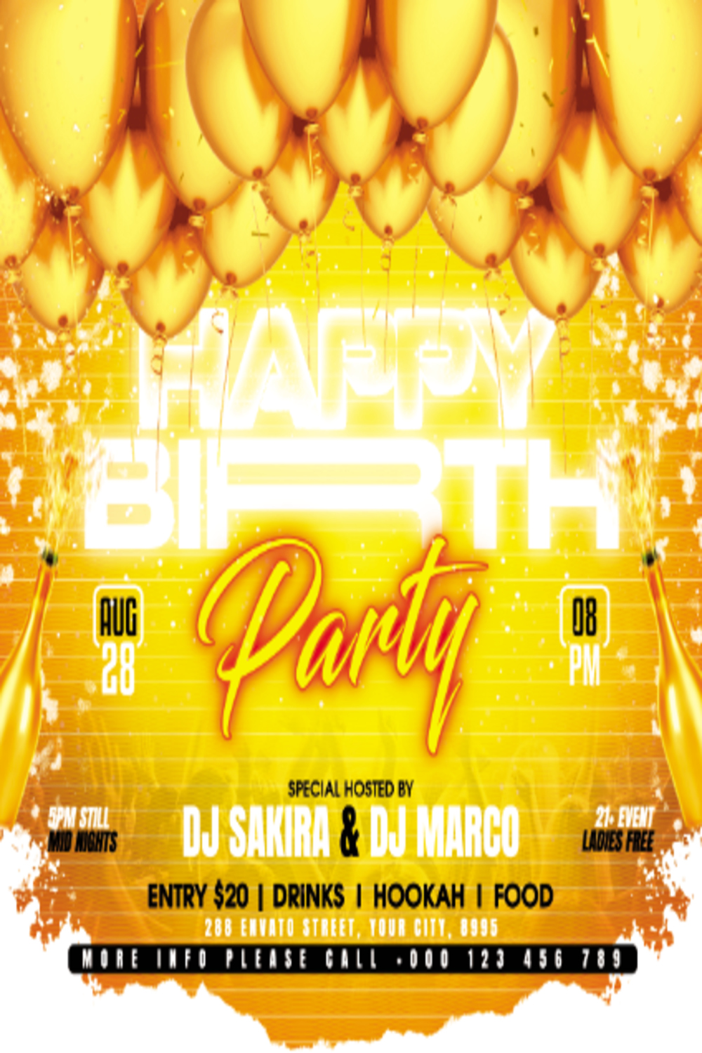 HAPPY BIRTHDAY PARTY TEMPLATE pinterest preview image.