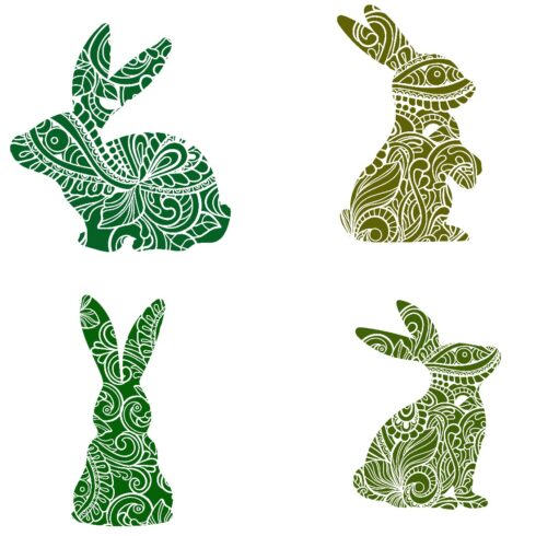 Decorative Bunny Set of 6 Stickers Muliti Colored PNG Files cover image.