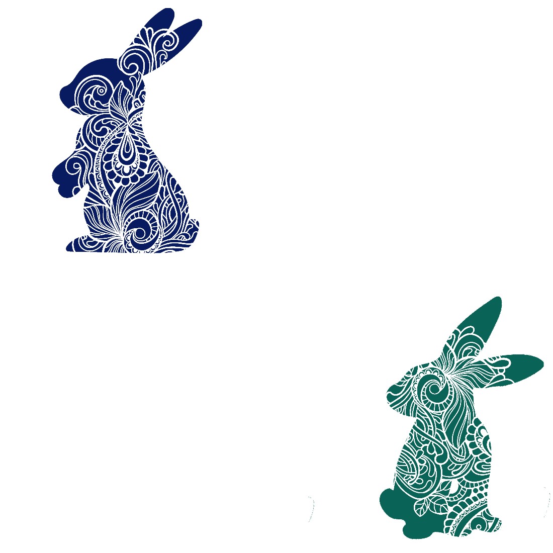Decorative Bunny Set of 6 Stickers Muliti Colored PNG Files preview image.