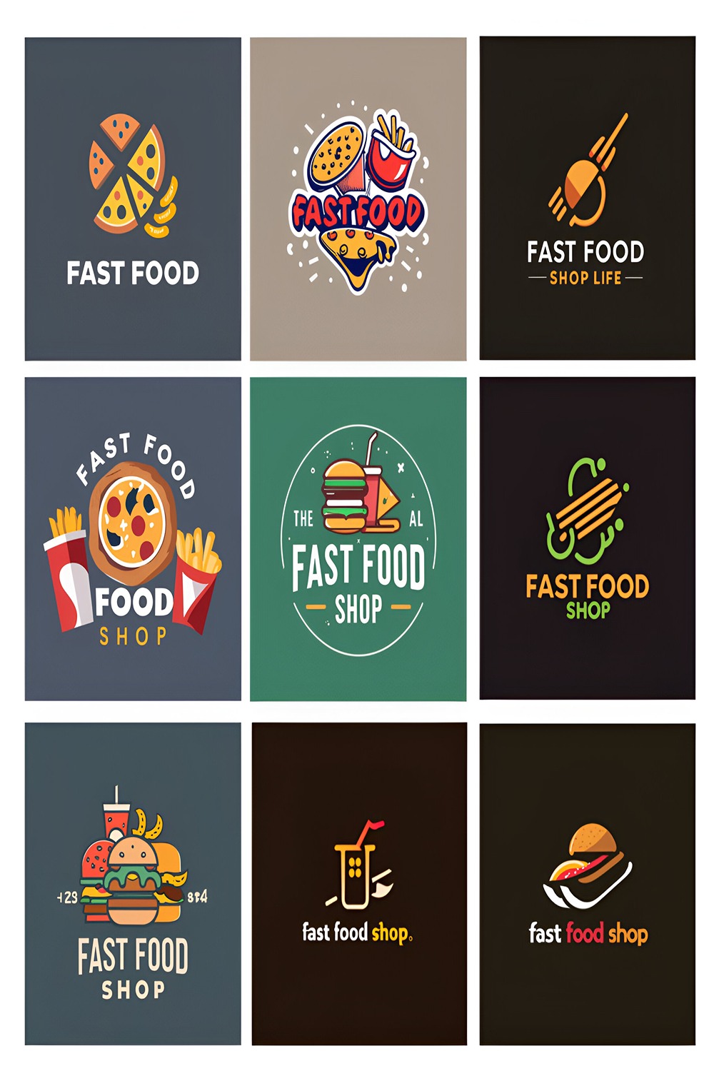 Fast Food - Logo Design Template Total = 09 pinterest preview image.
