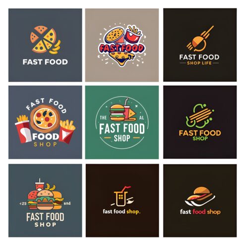 Fast Food - Logo Design Template Total = 09 cover image.