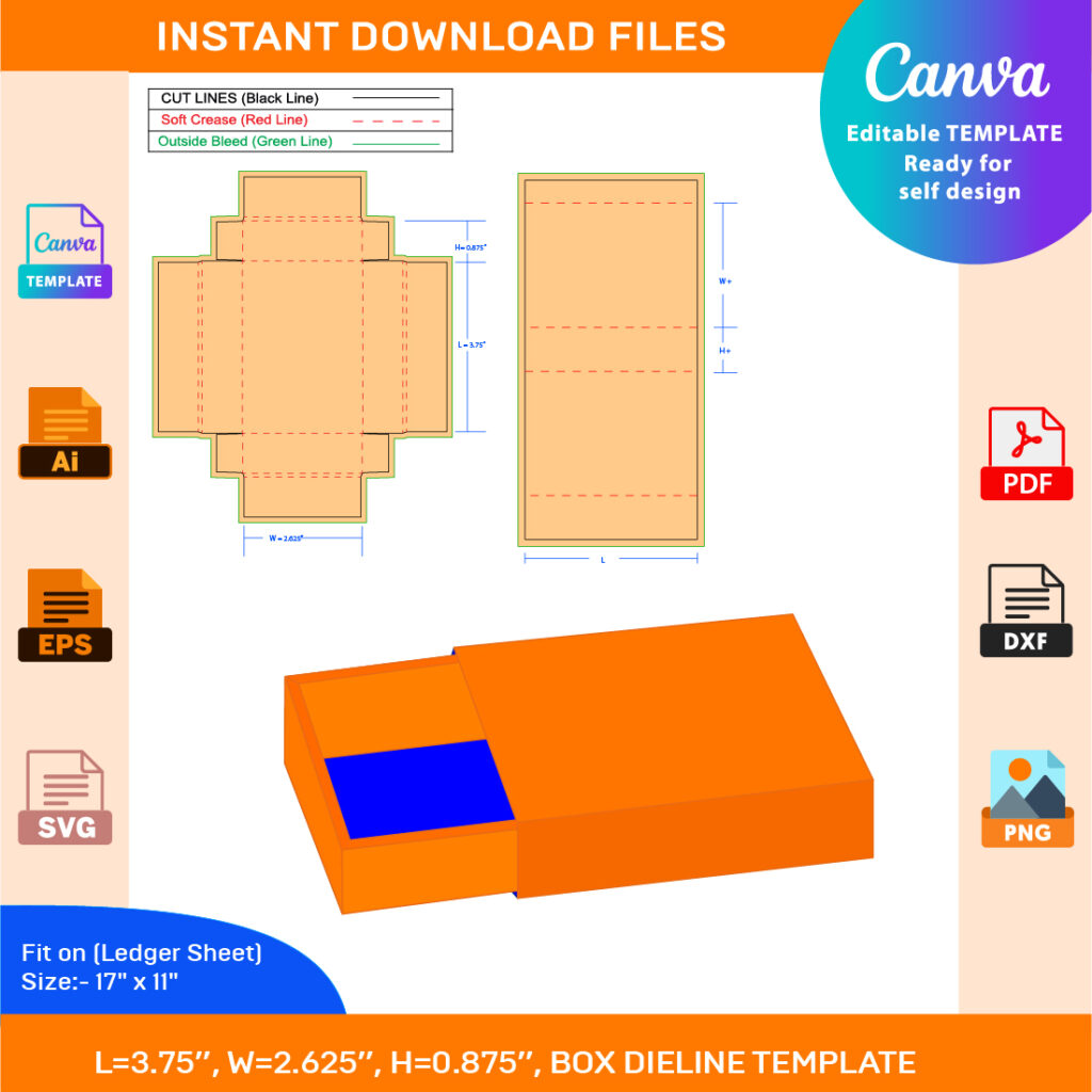 Shoe Box, Match Box Dieline Template Ai, EPS, PDF, SVG, JPG, DXF, PNG ...