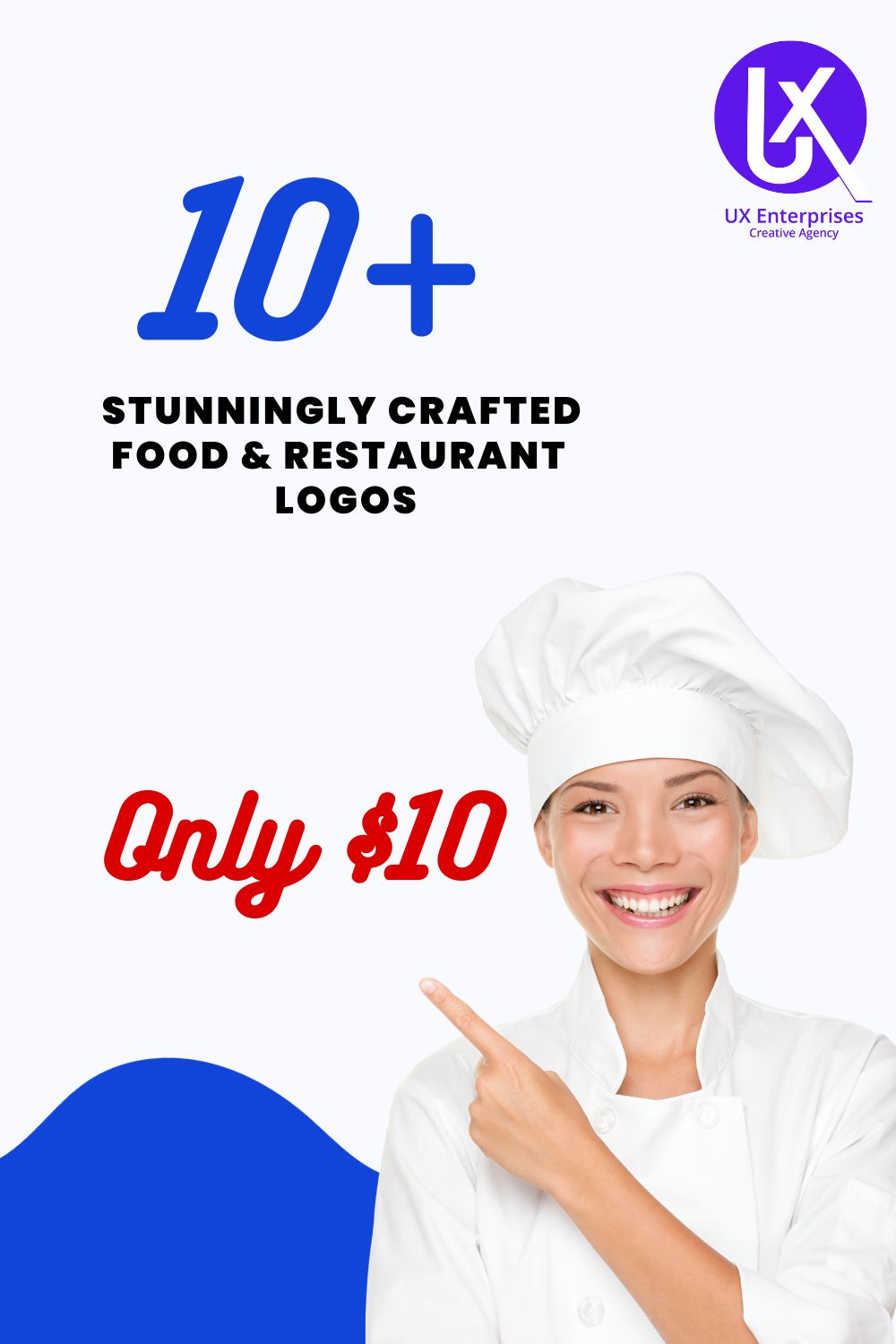 Elevate Your Dining Experience with 10 Stunningly Crafted Food & Restaurant Logos – Only $15! pinterest preview image.