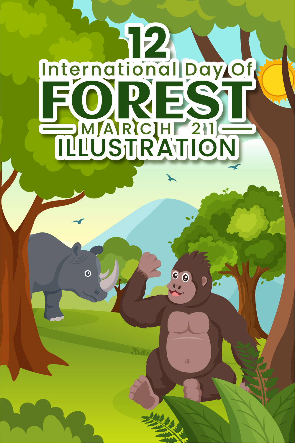 12 International Forest Day Illustration pinterest preview image.