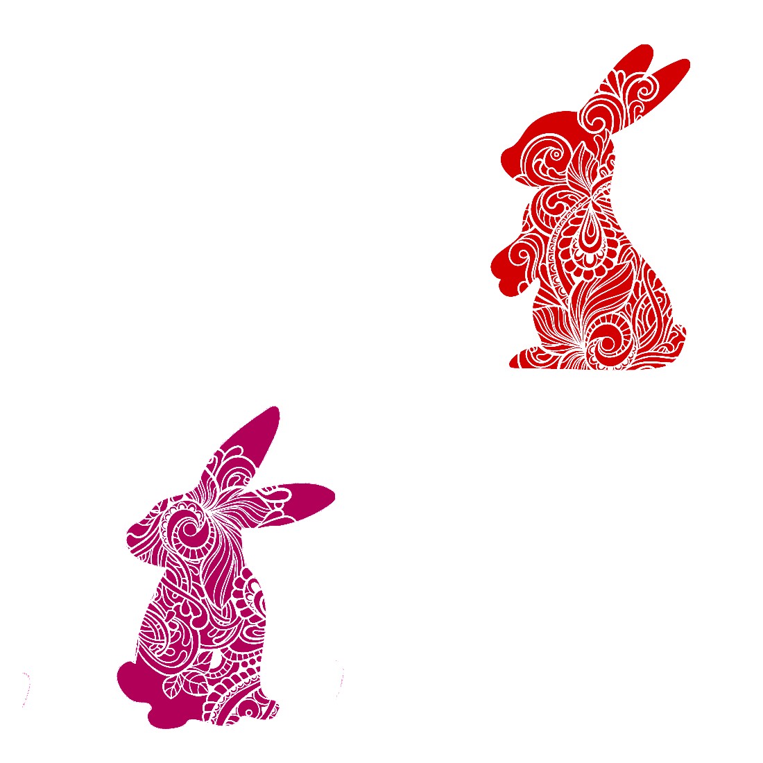 Decorative Bunny Set of 6 Stickers Muliti Colored SVG and PNG Files preview image.