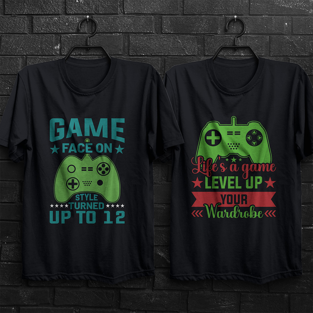 Gaming T shirt Design Vector files preview image.