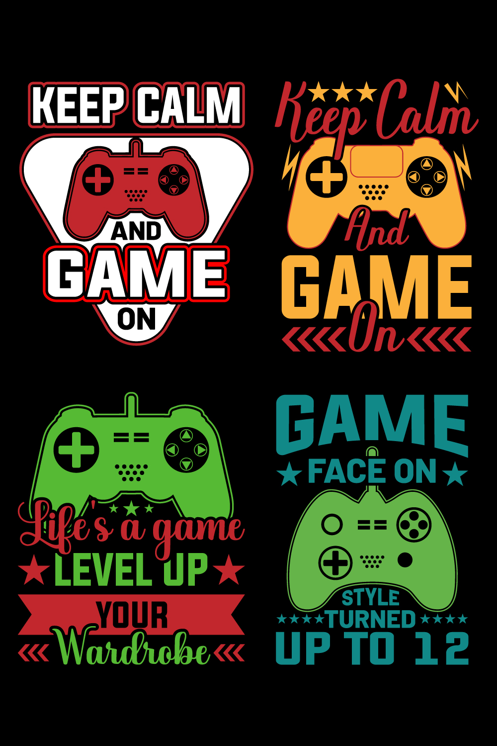 Gaming T shirt Design Vector files pinterest preview image.