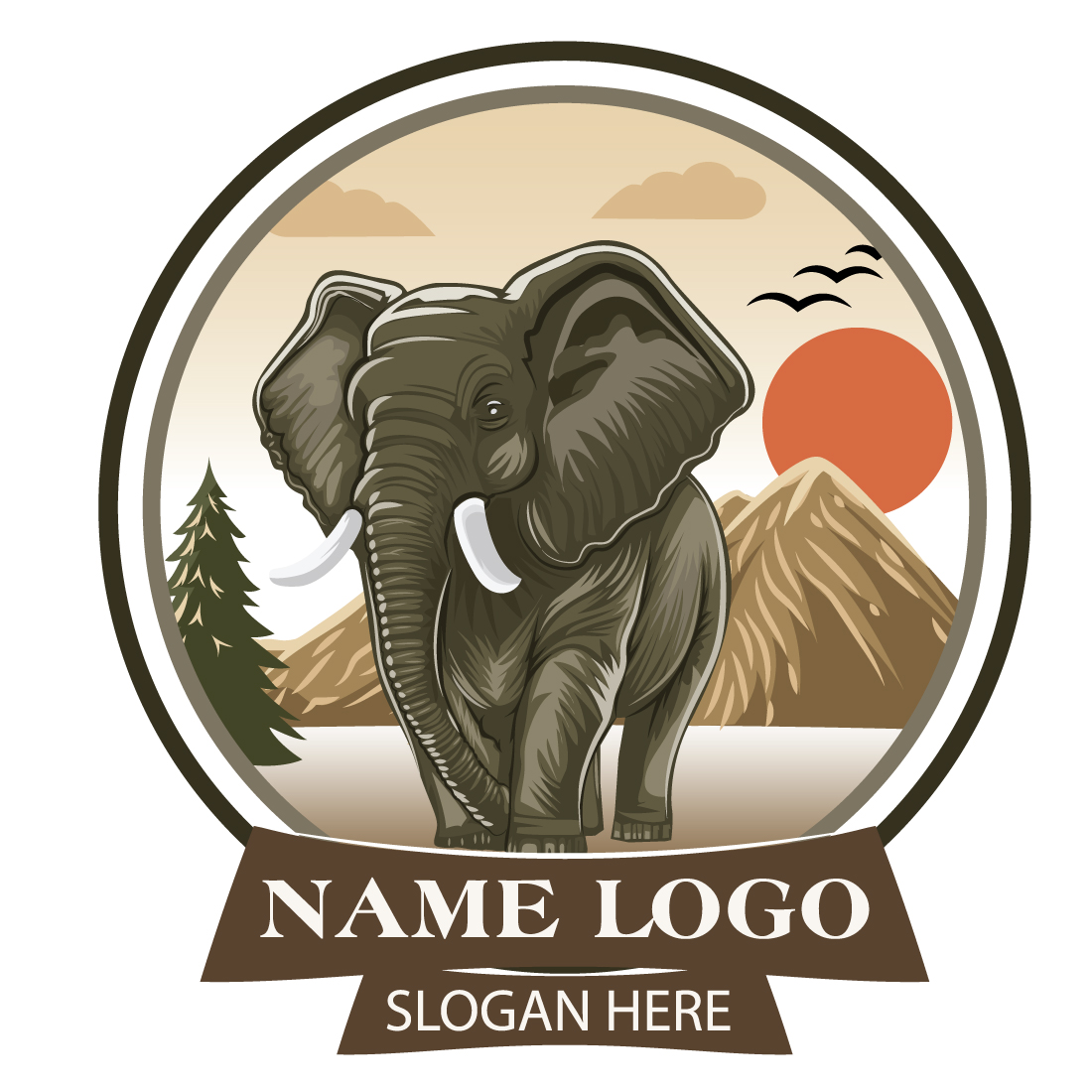 geometric logo art portrait illustration, a colorful art piece, illustration with vertebrate elephant cover image.