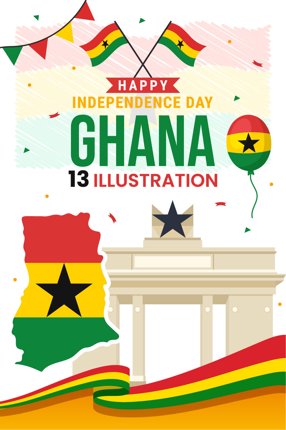 13 Ghana Independence Day Illustration pinterest preview image.