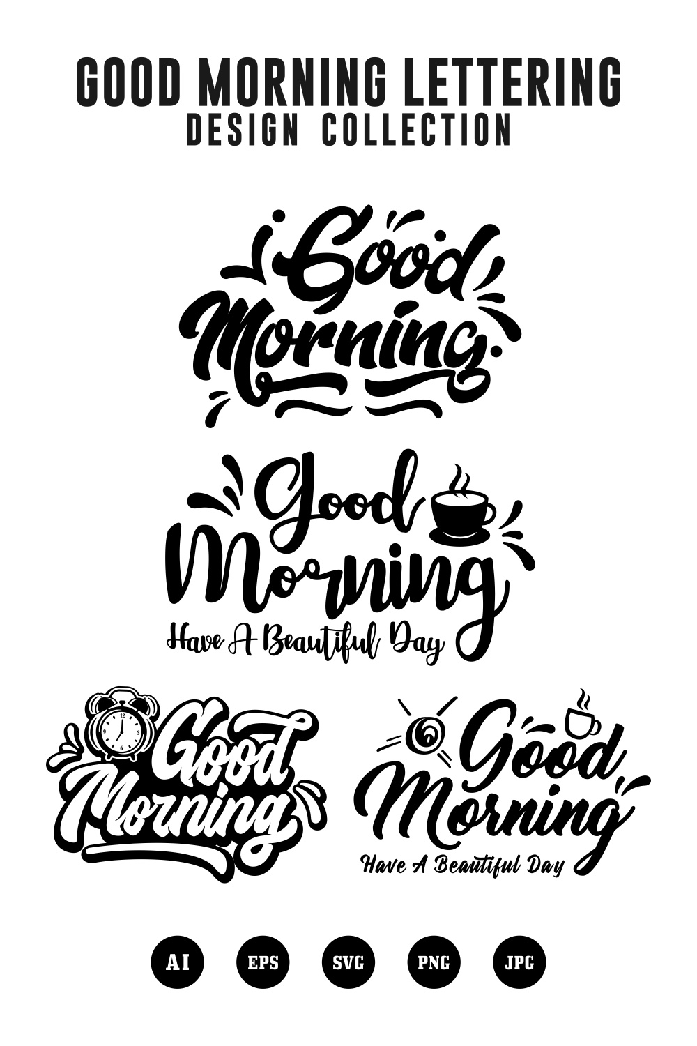 Set Good morning lettering design collection - $6 pinterest preview image.