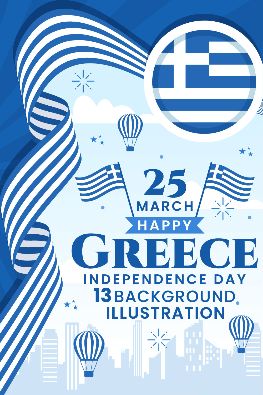 13 Happy Greece Independence Day Illustration pinterest preview image.