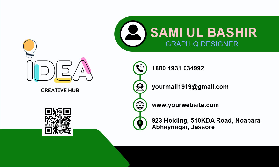 green and black business card back side 269