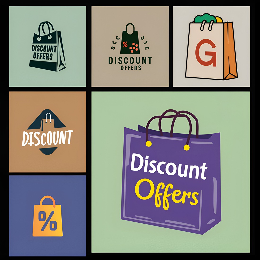Grocery Bag - Logo Design Template Total = 06 preview image.