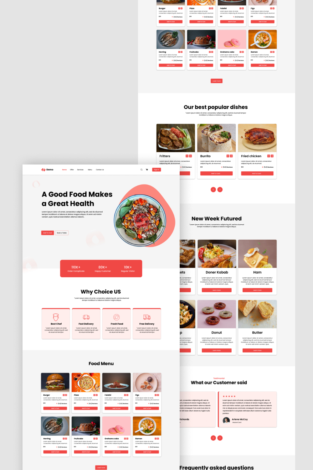 Food Delivery Landing Page Design pinterest preview image.
