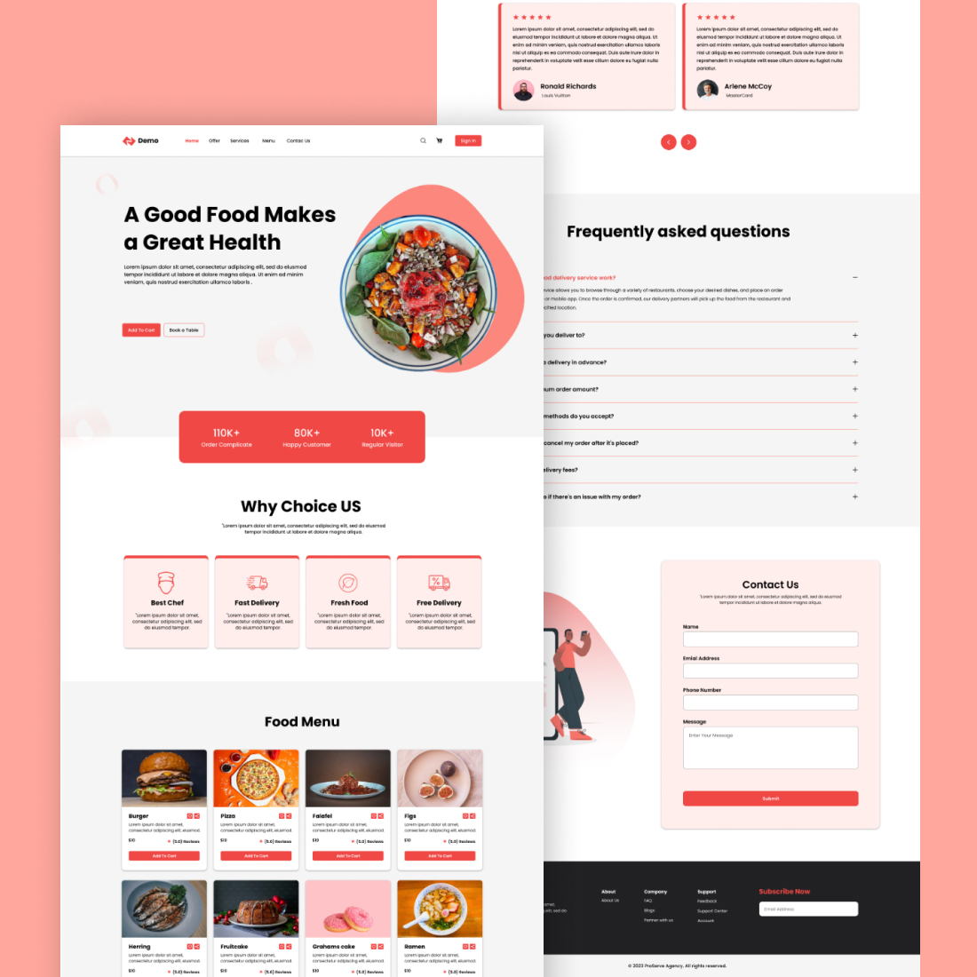 Food Delivery Landing Page Design preview image.