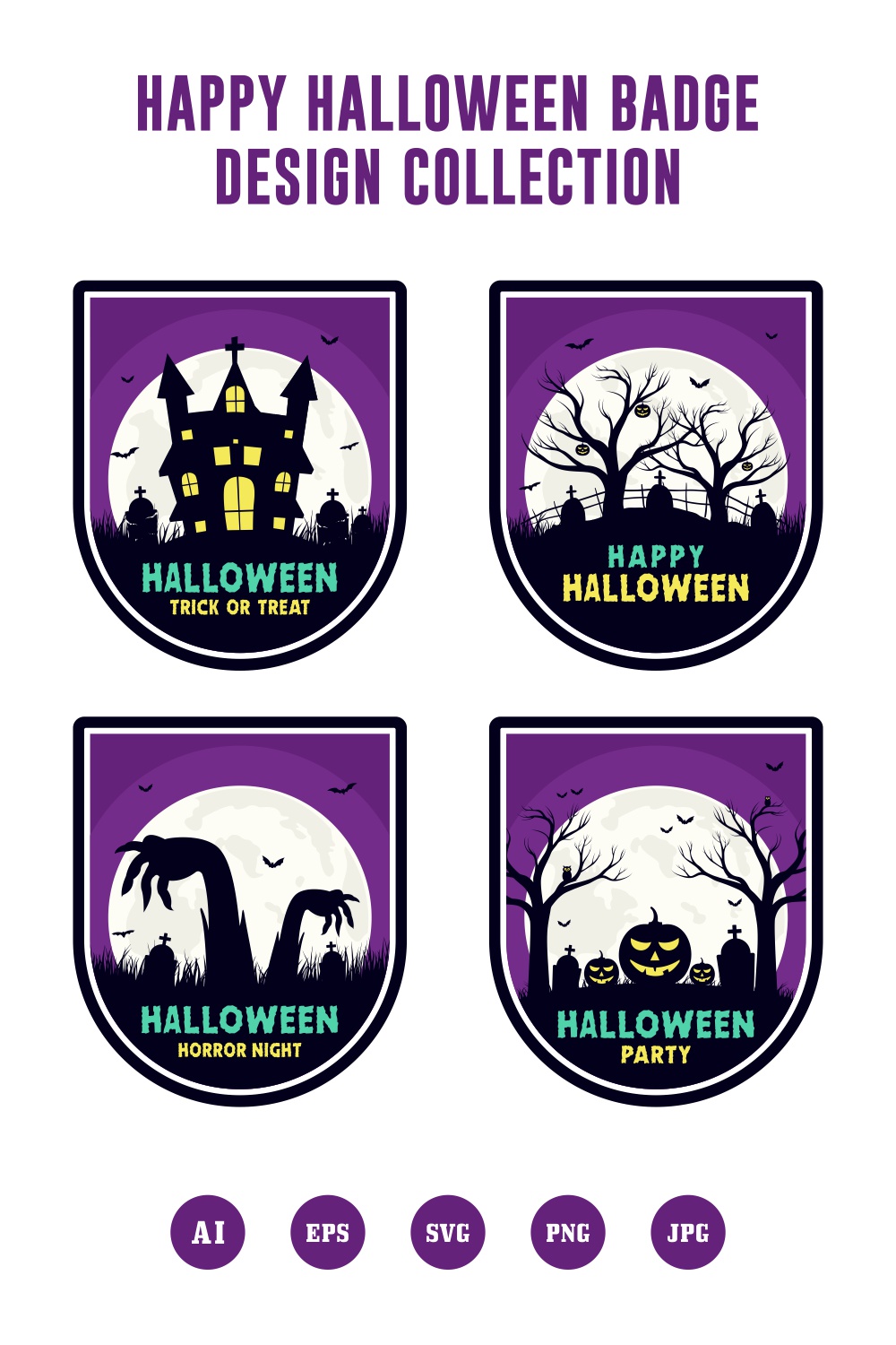 set Happy halloween badge design collection - $4 pinterest preview image.