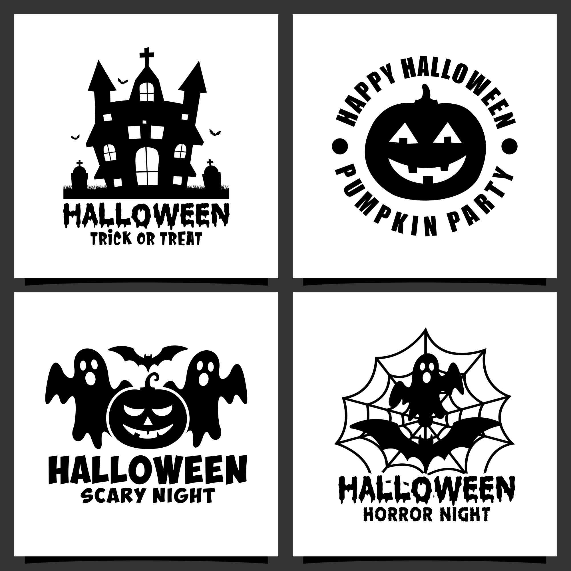 18 Happy Halloween vector silhouette collection - $8 preview image.
