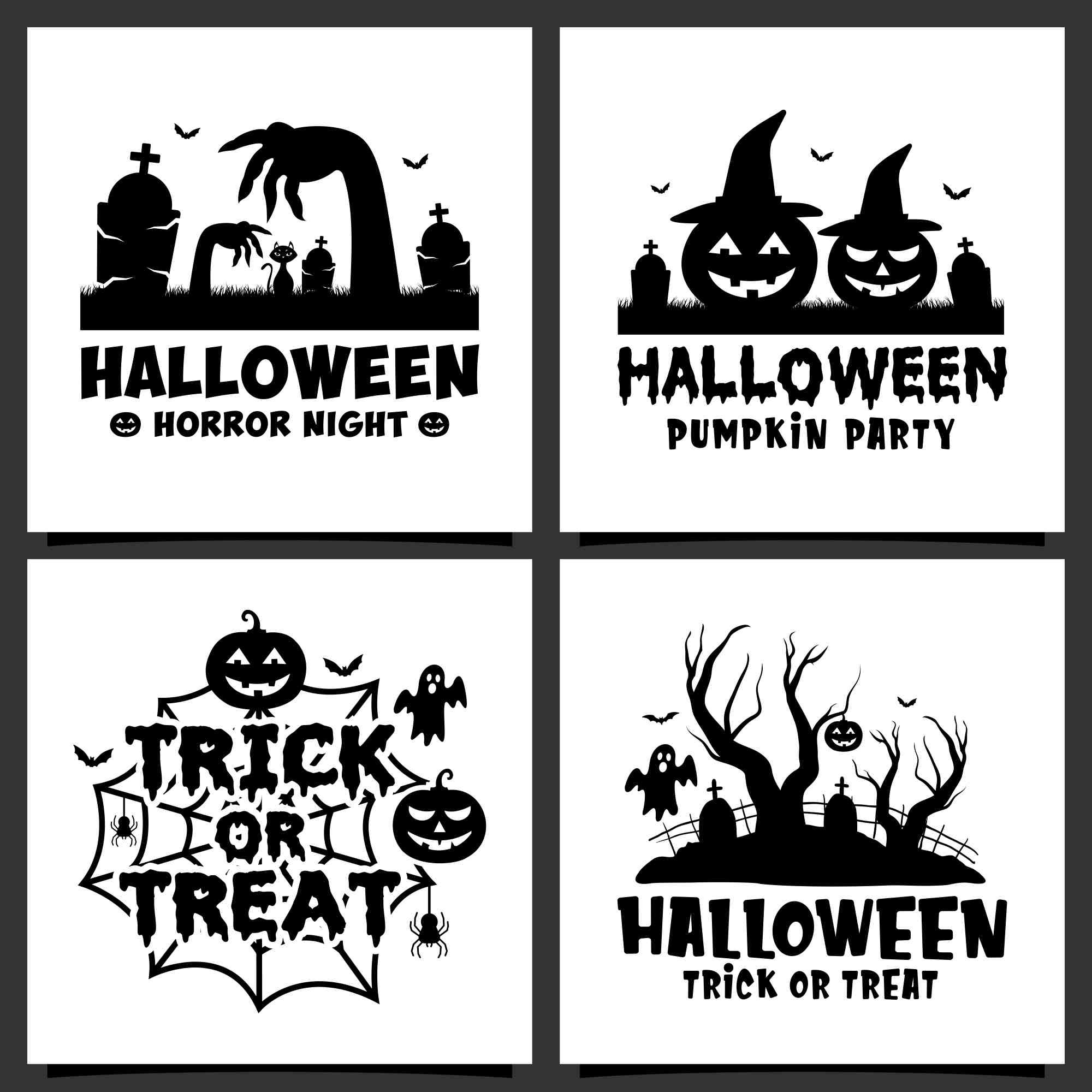happy halloween vector silhouette collection 2 387