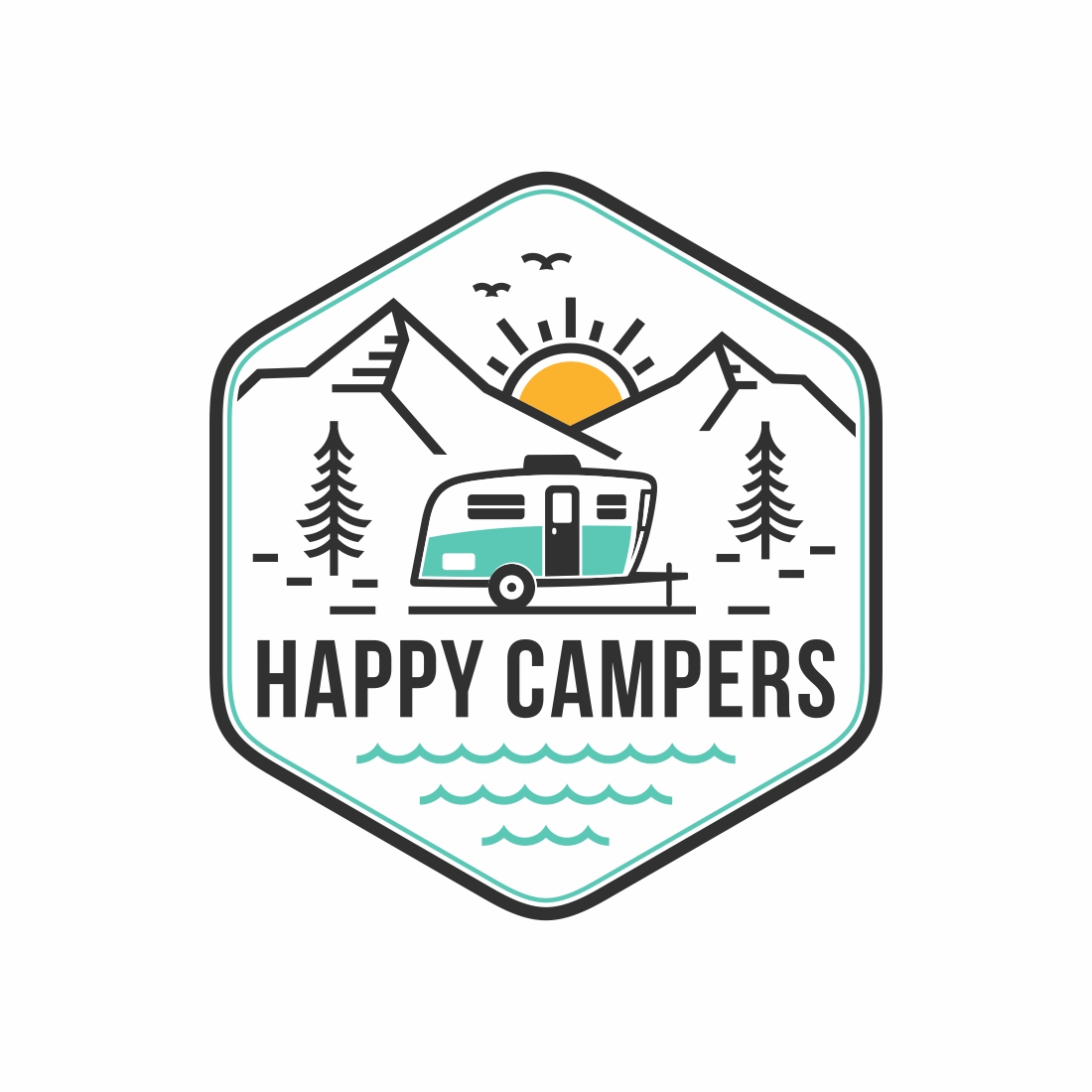 recreational or adventure vehicle and camper trailer logo template, travel and recreation vector design - only?? preview image.