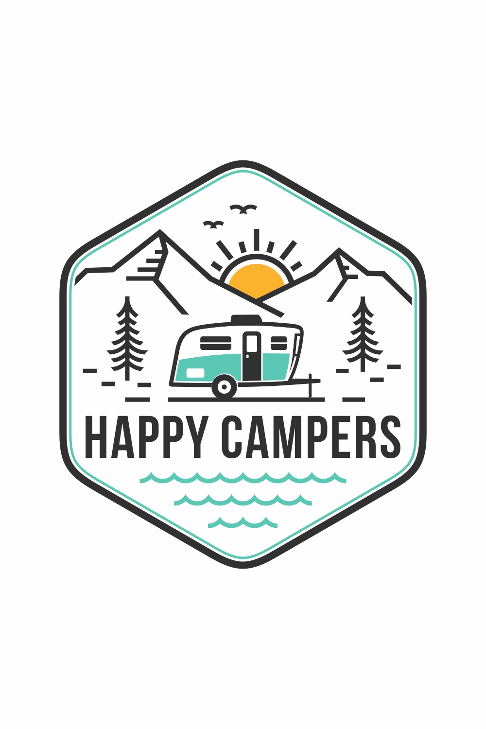 recreational or adventure vehicle and camper trailer logo template, travel and recreation vector design - only?? pinterest preview image.
