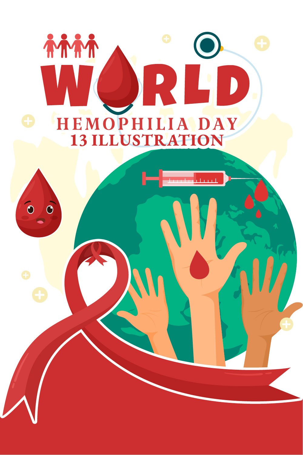 13 World Hemophilia Day Illustration pinterest preview image.