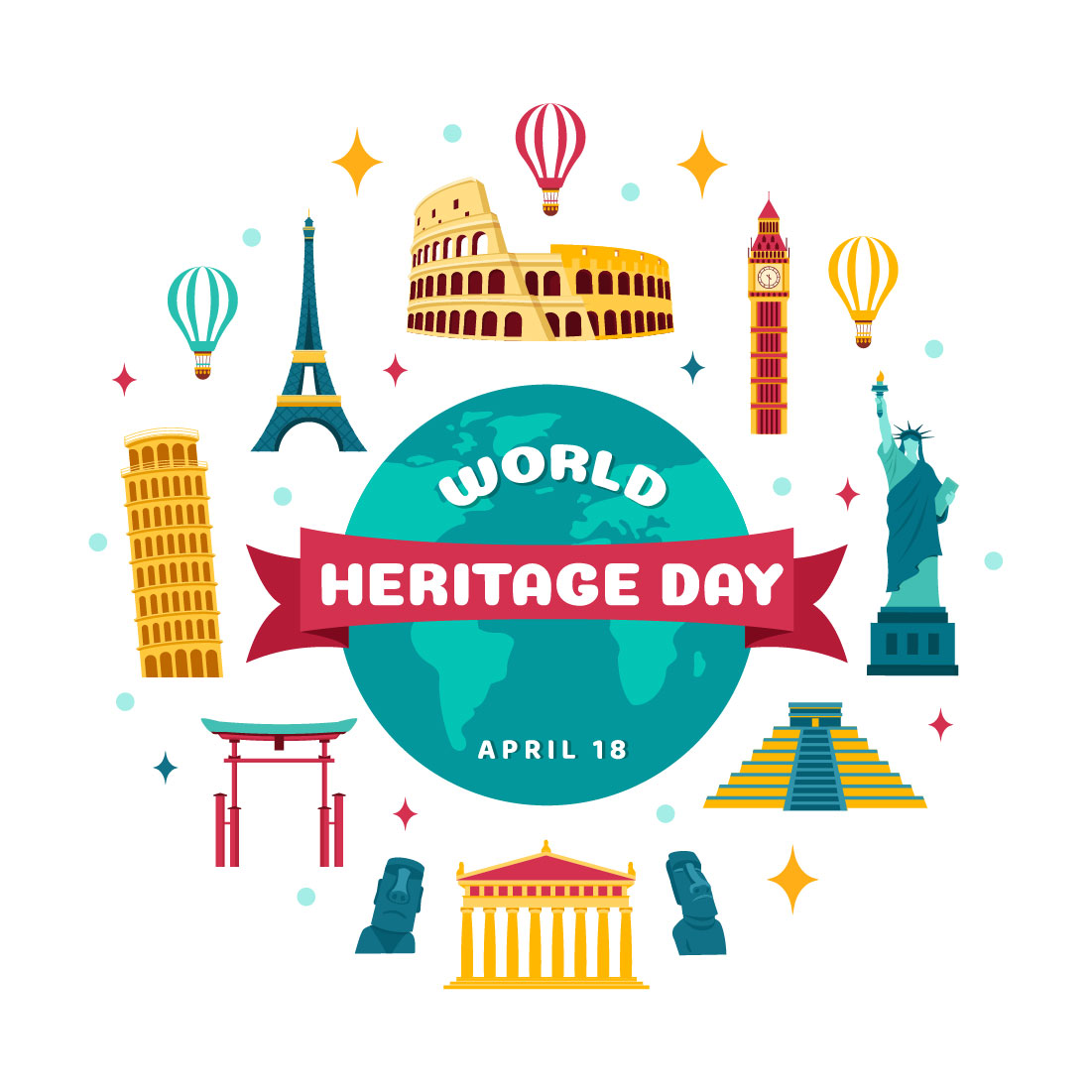 12 World Heritage Day Illustration preview image.