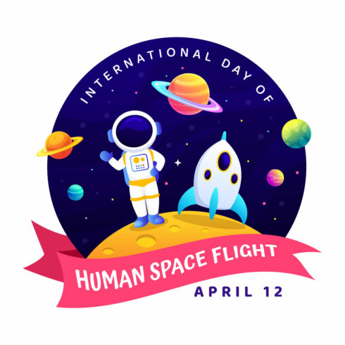 12 Human Space Flight Day Illustration cover image.