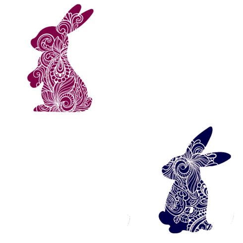 Decorative Bunny Set of 6 Stickers Muliti Colored Jpg, PNG, SVG, DXF, Files cover image.