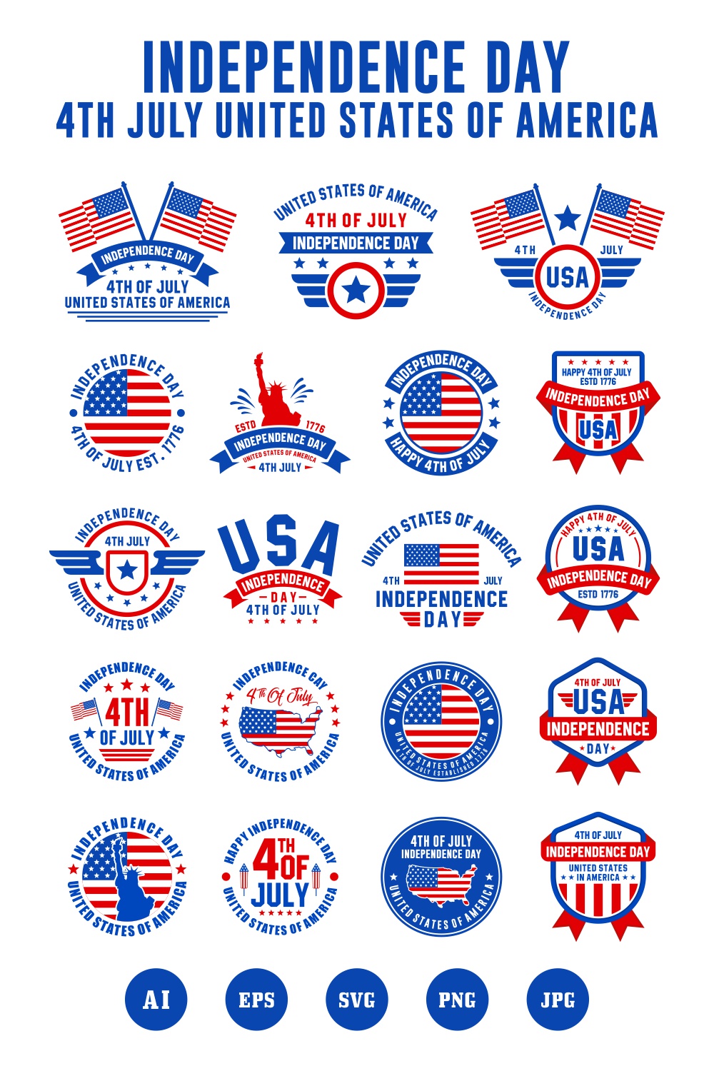 18 Independence Day 4 th July united states of america design collection - $12 pinterest preview image.