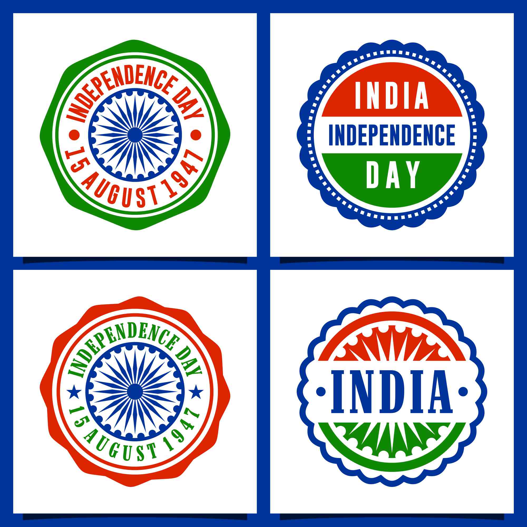 independence day india 15 august badge stamps 3 398