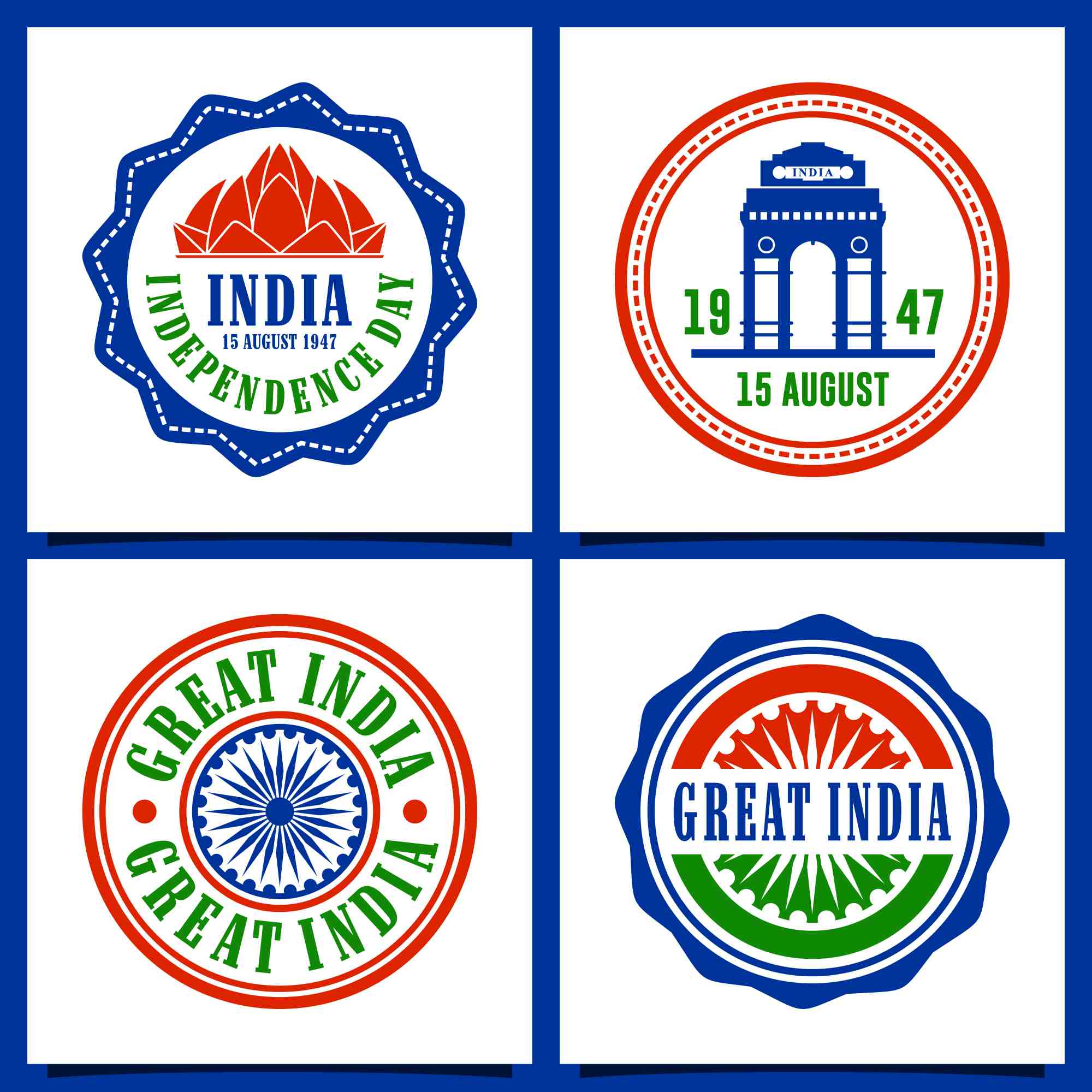 independence day india 15 august badge stamps 4 162