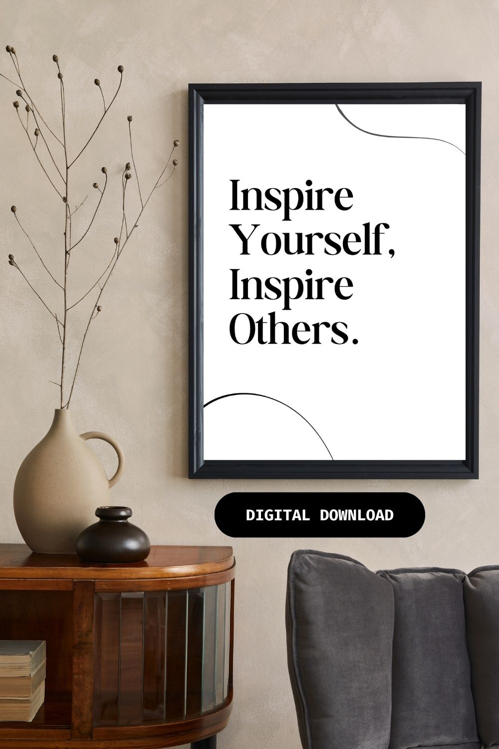 Home Office Prints | Inspire Yourself Inspire Other Wall Art Printable | Motivational Print | Positive Quote Print | Inspiring Poster | Instant Download pinterest preview image.