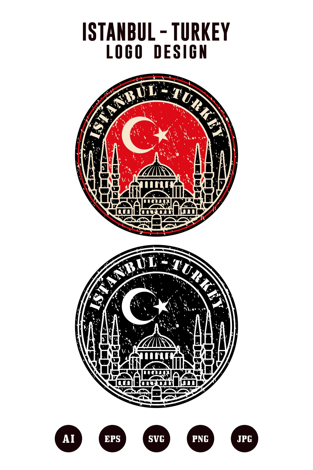 Istanbul turkey vector design logo collection - $4 pinterest preview image.