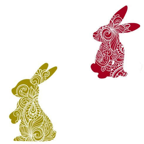 Decorative Bunny Set of 6 Stickers Muliti Colored Animal SVG Files cover image.