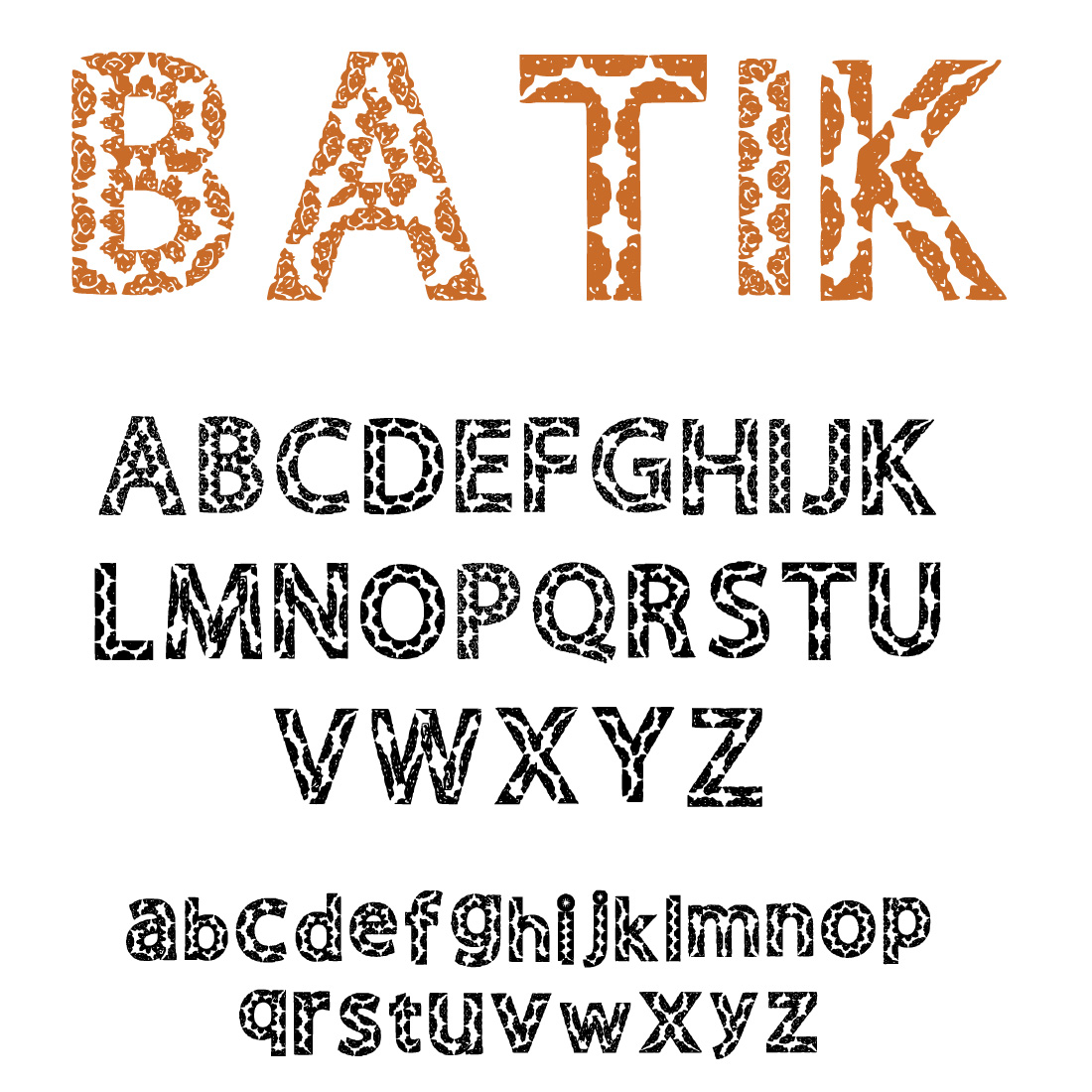 batik font with Indonesian batik ornaments preview image.