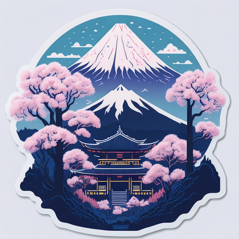 leonardo diffusion sticker mount fuji cherry blossoms japanes 0 788