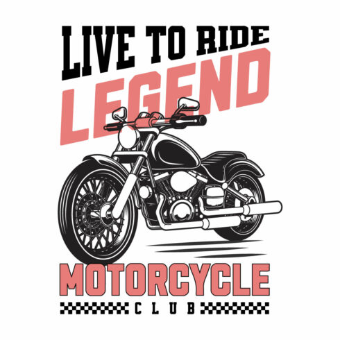 Live To Ride Legend Motorcycle Club T Shirt Design cover image.