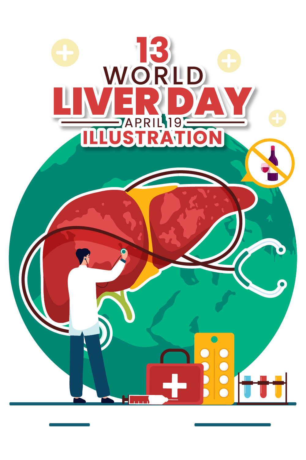 13 World Liver Day Illustration pinterest preview image.