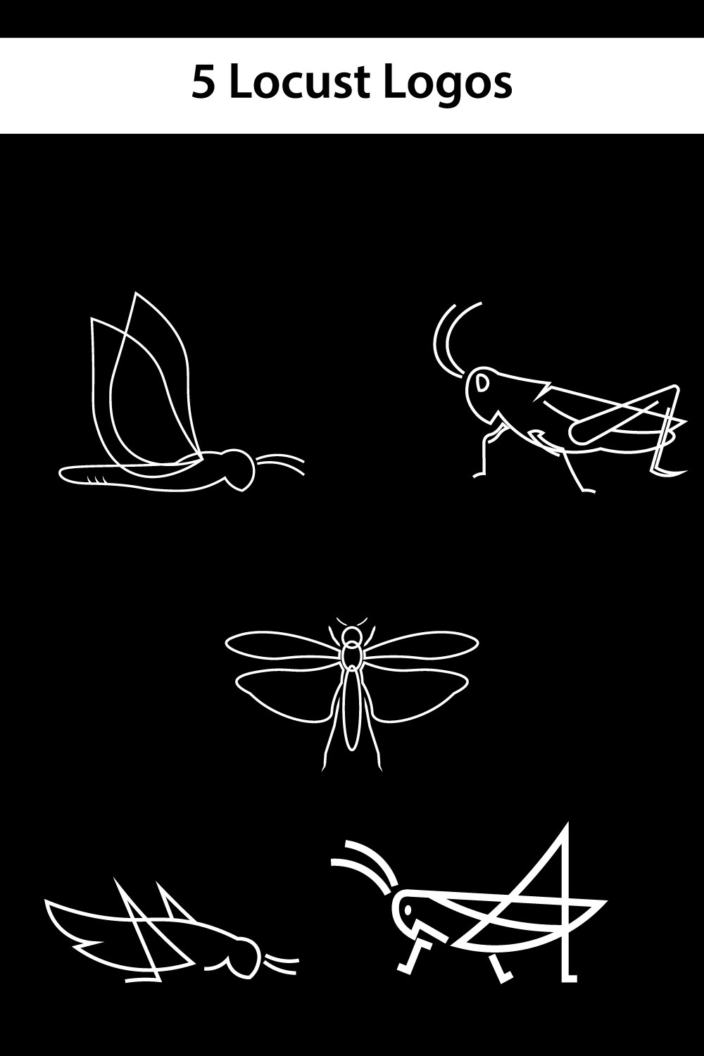 5 Locust Logos pinterest preview image.