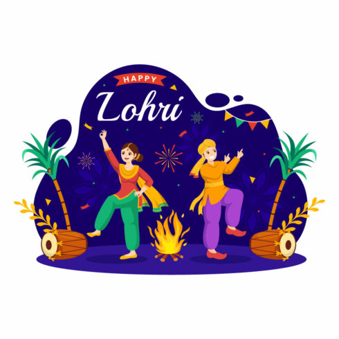 12 Happy Lohri Festival Illustration cover image.