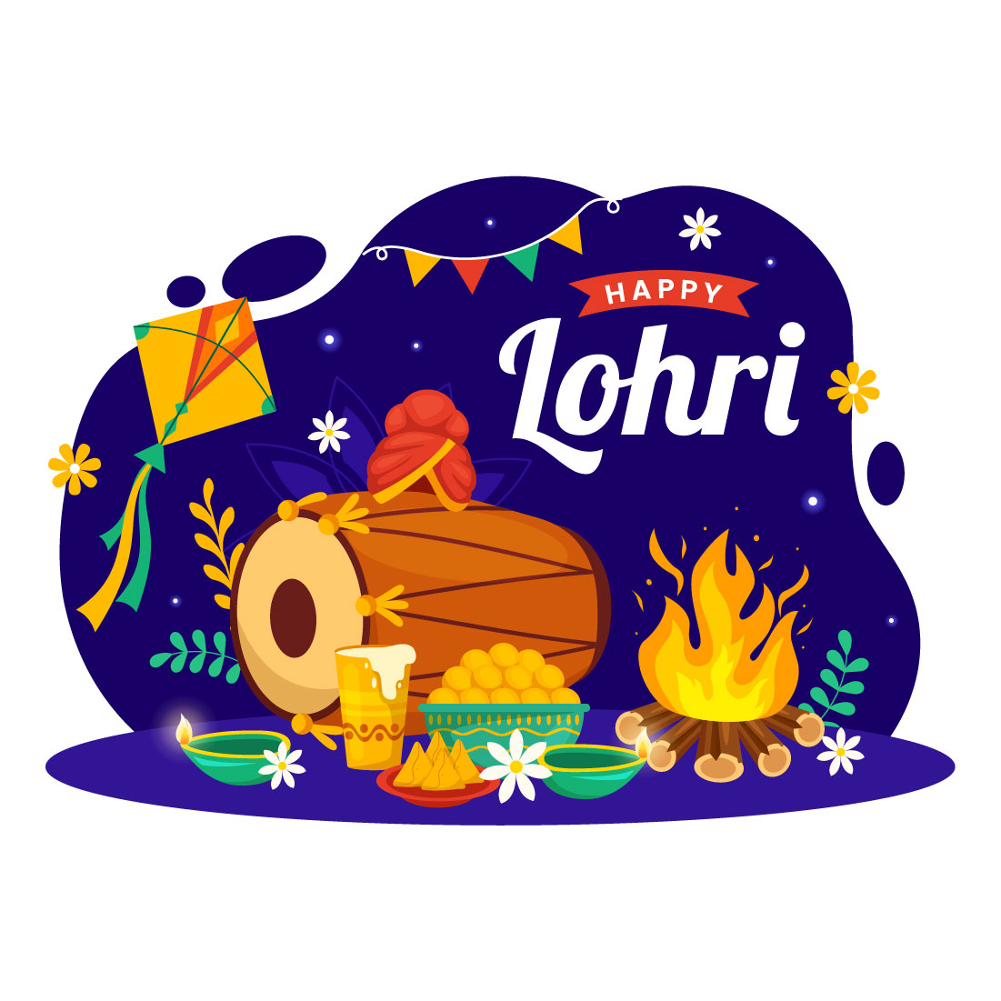 12 Happy Lohri Festival Illustration preview image.