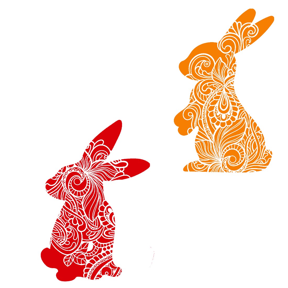 Decorative Bunny Set of 6 Stickers Muliti Colored Colorful Rabbit Animal SVG Files cover image.