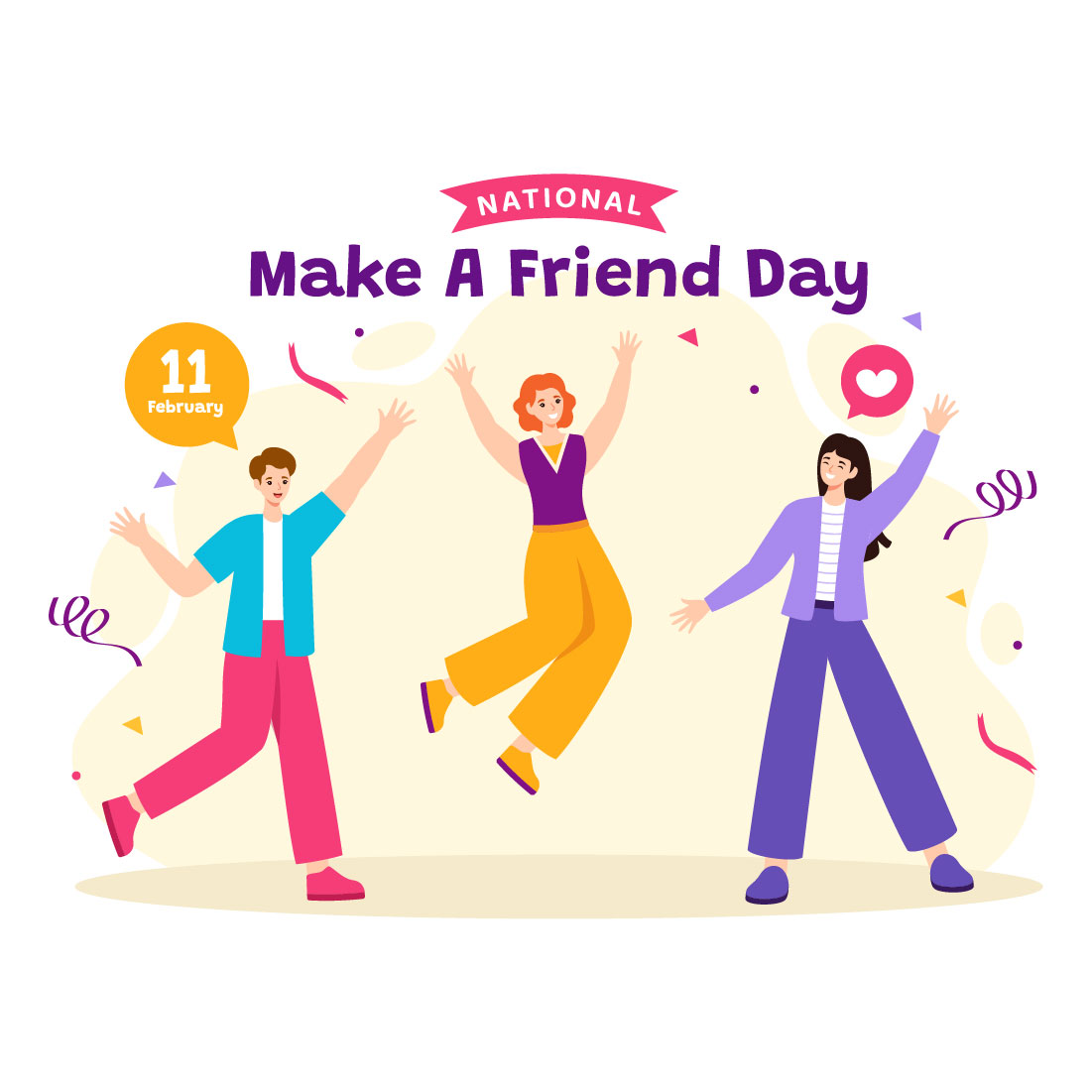 12 National Make a Friend Day Illustration preview image.