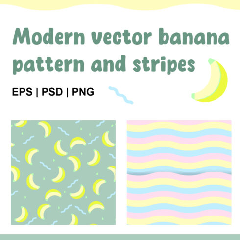 All eyes on your product with this design! Exclusive and modern Banana and color striped pattern design for your successful projects! cover image.