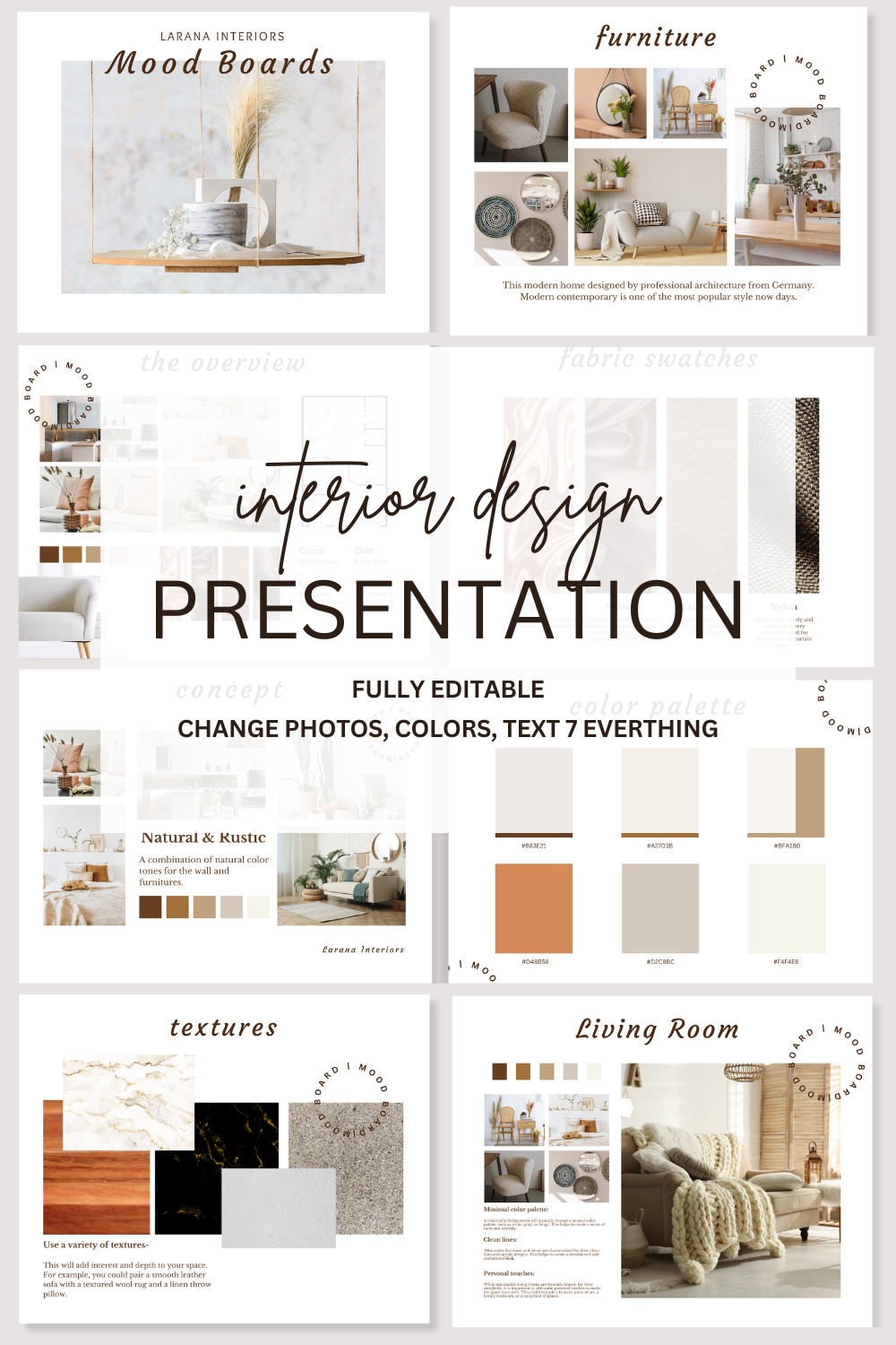 Interior Design Template | Client Presentation Template | Interior Designer Moodboard | E-Design Presentation Board | Canva Template | pinterest preview image.