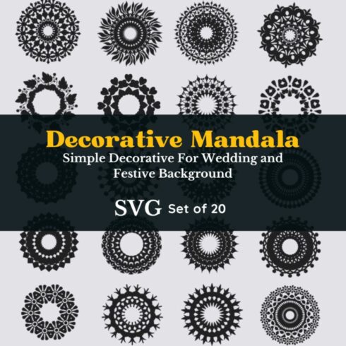 Set of 20 Simple Mandala Decorative Ornament For festive, greetings and wedding cover image.