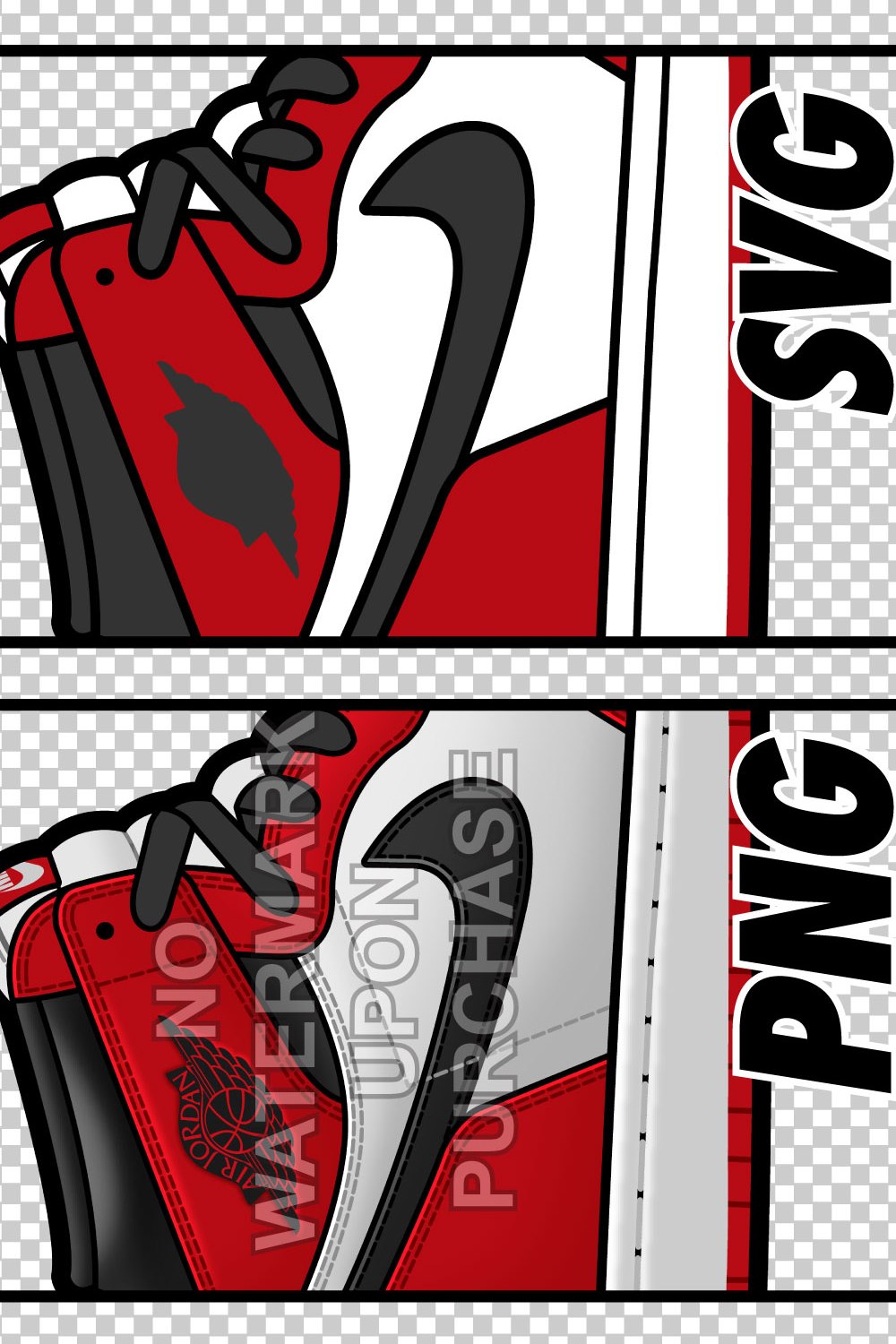 Air Jordan 1 Chicago Side View Pack JPEG PNG SVG files pinterest preview image.