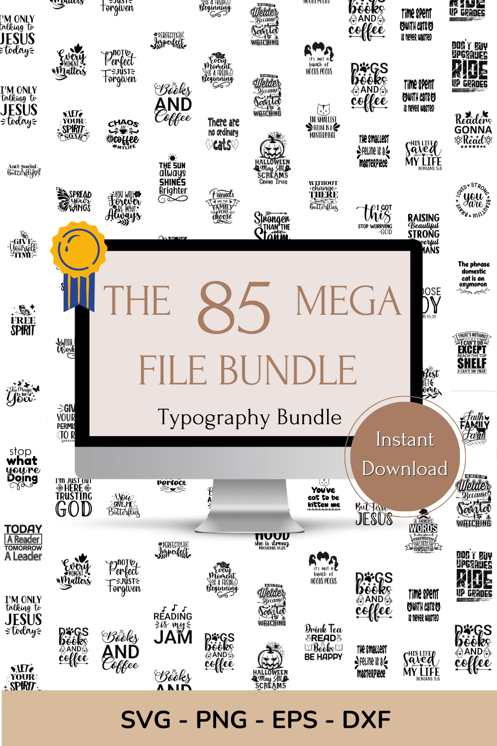 85 Mega file bundle's (Typography) pinterest preview image.