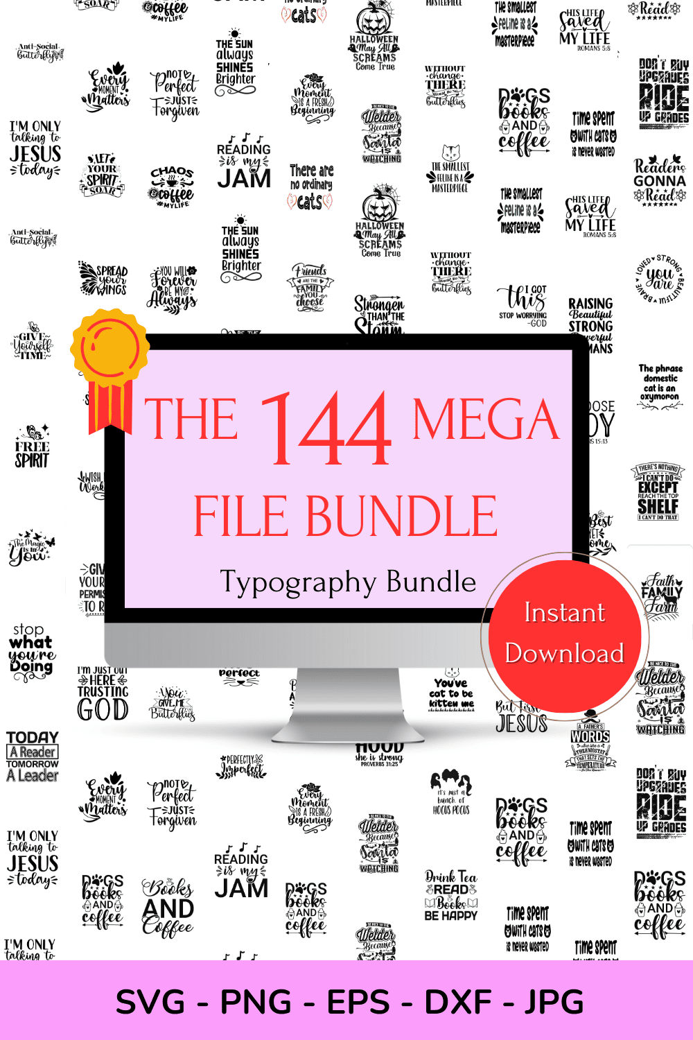 The 287 mega bundle-typography pinterest preview image.
