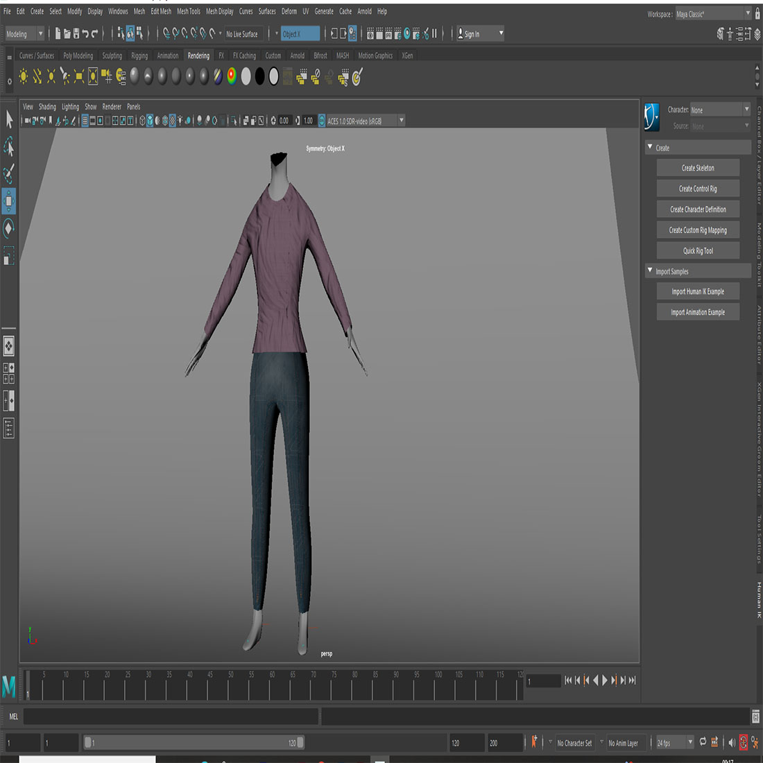 Human Body 3d Model without head Autodesk Maya preview image.